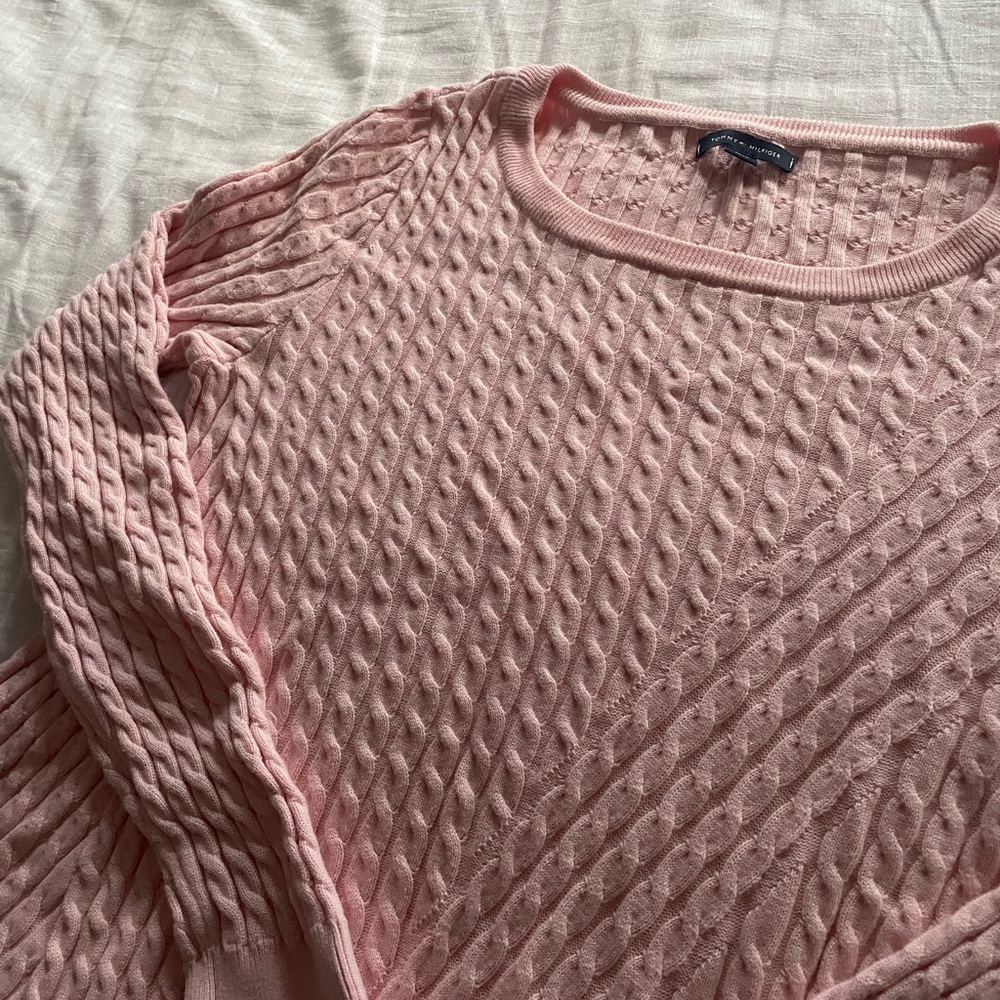 Tommy Hilfiger Light Pink Cable Knit Sweater